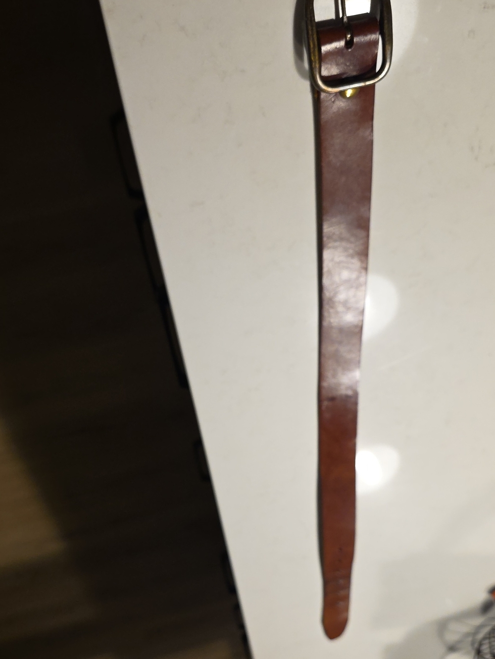 Brown Leather Belt with Brass Buckle